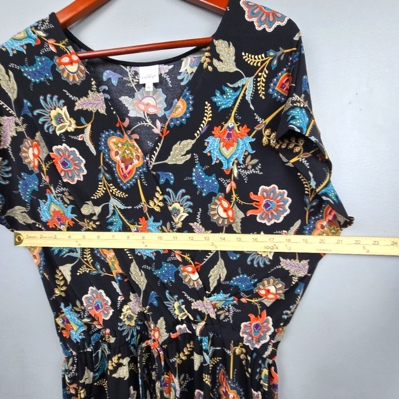 KAILEIGH Floral Romper Shorts Multicolor Black Womens Size XL Travel Comfy Soft - Picture 9 of 13